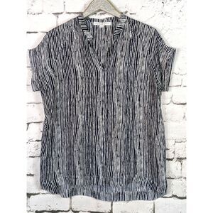 LOYAL HANA Nursing Maternity Tunic Pockets Lightweight Navy White Print Large